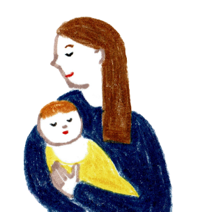 母親が新生児を抱っこしているアイコン